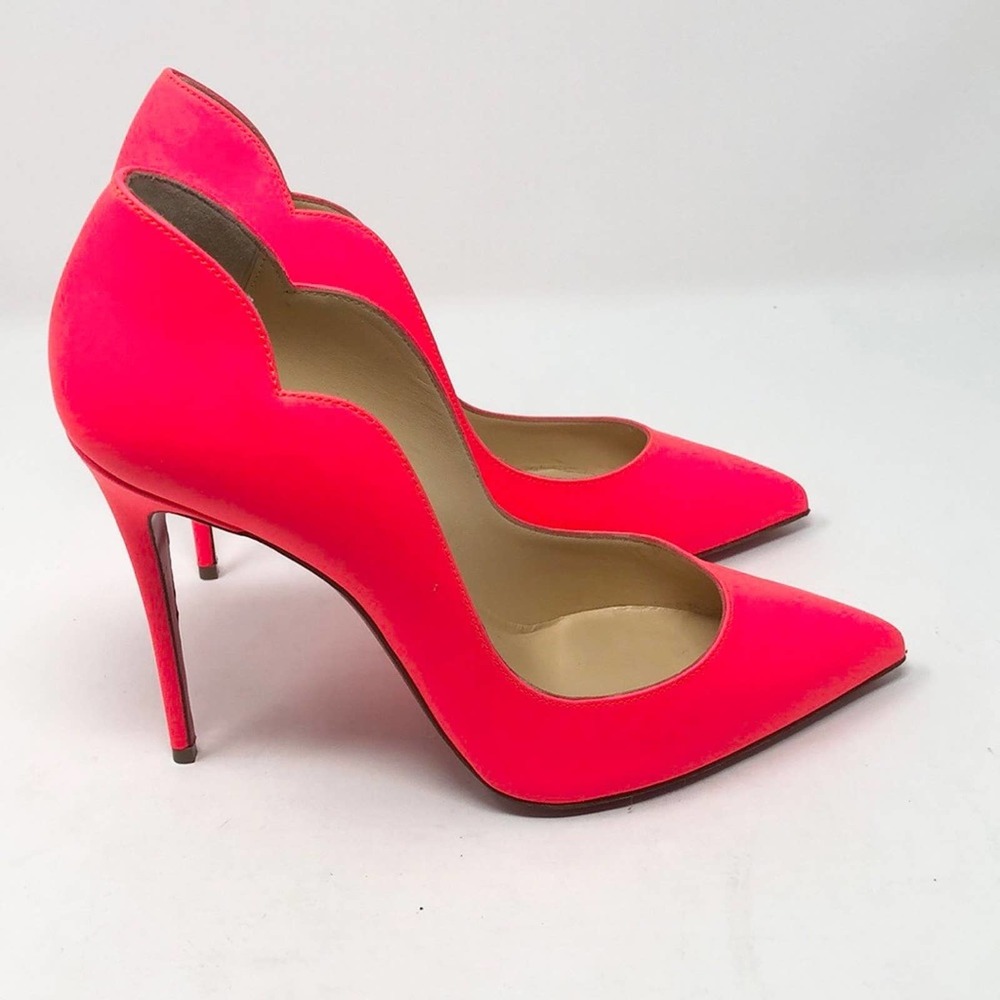 Christian Louboutin Hot Chick Pink Matte Leather Pumps Shoes Size 38